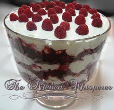 pudding - chocolate brownie pudding with raspberry m